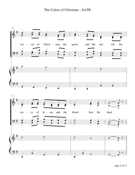 The Colors Of Christmas Satb A Cappella With Optional Violin And Cello Page 2