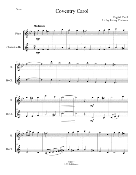 The Coventry Carol For Flute And Clarinet Page 2