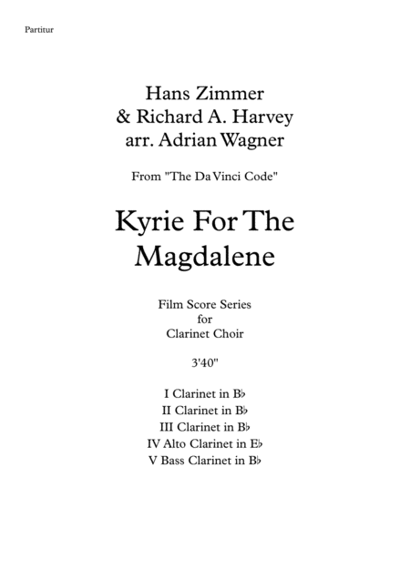 The Da Vinci Code Kyrie For The Magdalene Clarinet Choir Arr Adrian Wagner Page 2