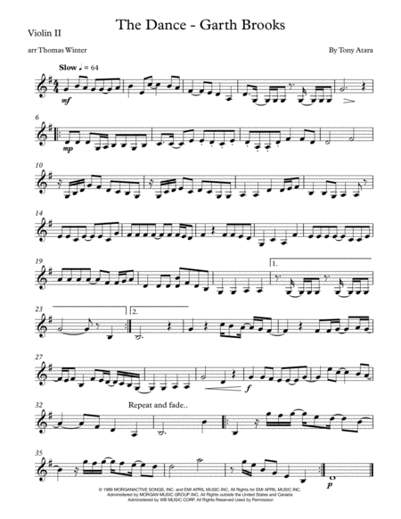 The Dance Garth Brooks String Quartet Trio Duo Or Solo Violin Page 2