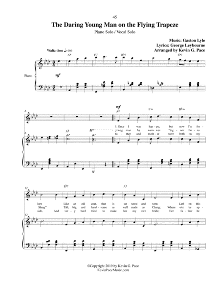 The Daring Young Man On The Flying Trapeze Piano Solo Vocal Solo Chords Page 2