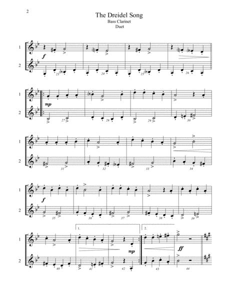 The Dreidel Song Bass Clarinet Duet Intermediate Page 2