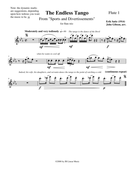 The Endless Tango By Erik Satie Set For Flute Trio Page 2