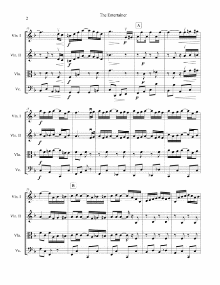 The Entertainer By Scott Joplin Arranged For String Quartet Page 2