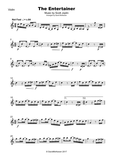 The Entertainer By Scott Joplin For Violin And Piano Page 2