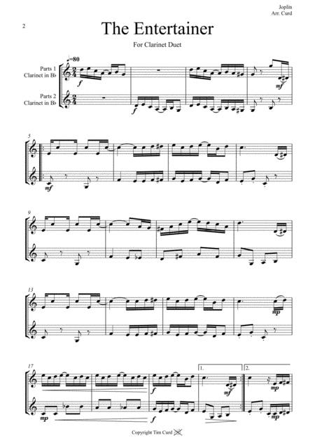 The Entertainer Clarinet Duet Page 2