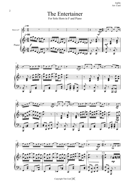 The Entertainer For Solo Horn In F And Piano Page 2