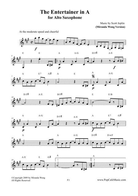 The Entertainer In A Alto Saxophone Solo Page 2