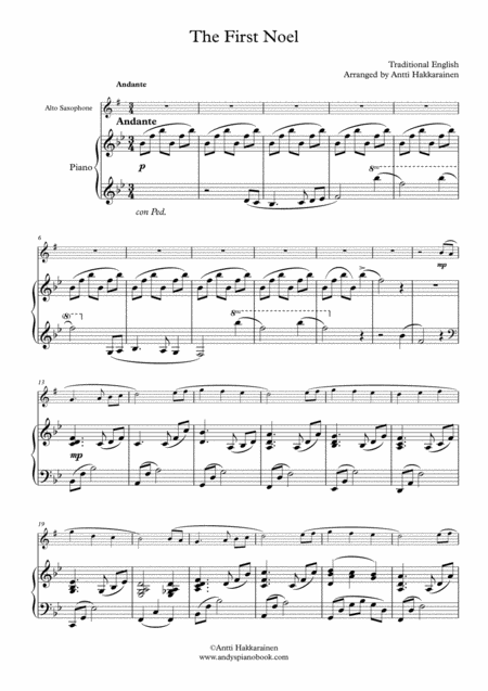 The First Noel Alto Saxophone Piano Page 2