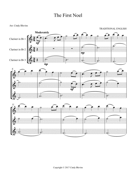 The First Noel Arranged For Bb Clarinet Trio Page 2