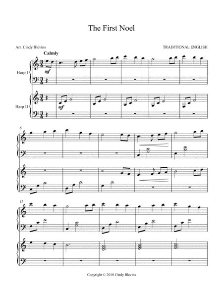 The First Noel Arranged For Harp Duet Page 2