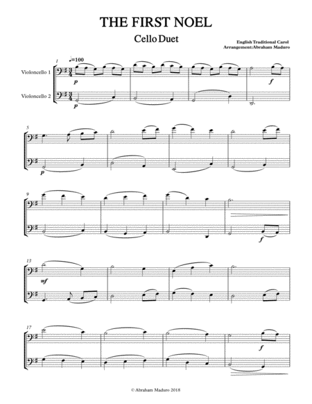 The First Noel Cello Duet Arrangement Page 2