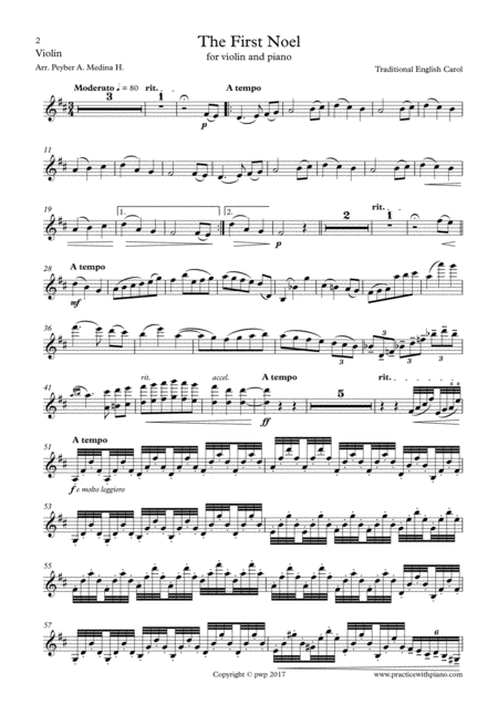 The First Noel For Violin And Piano Page 2