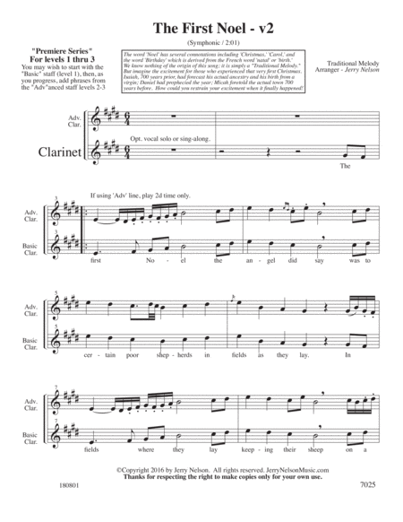 The First Noel V2 Arrangements Level 1 3 For Clarinet Written Acc Christmas Page 2