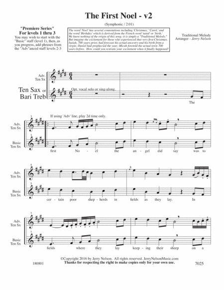 The First Noel V2 Arrangements Level 1 3 For Tenor Sax Written Acc Page 2