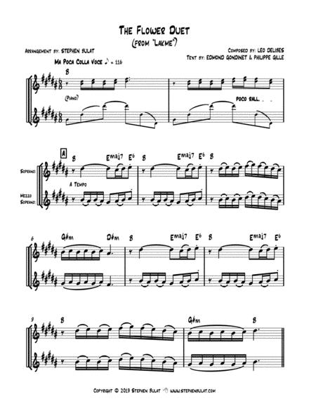 The Flower Duet From Lakme Lead Sheet For Treble Clef Duo Key Of B Page 2