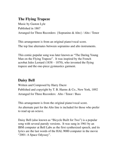 The Flying Trapeze And Daisy Bell For Recorder Trio Page 2