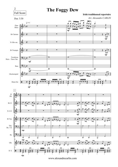 The Foggy Dew Irish Traditionnal For Young Band Score Parts Page 2