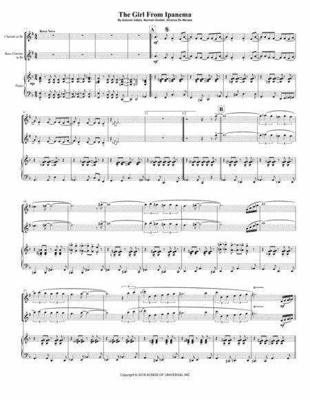 The Girl From Ipanema For Bb Clarinet Bb Bass Clarinet Piano Page 2
