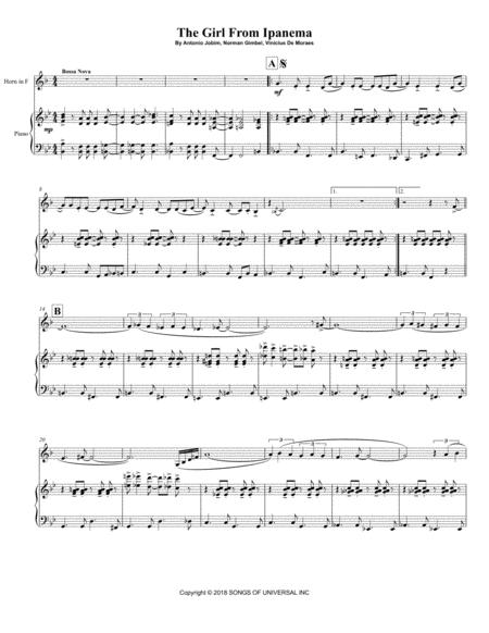 The Girl From Ipanema For French Horn Piano Page 2