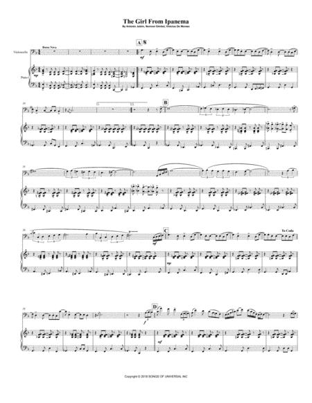 The Girl From Ipanema For Solo Cello Piano Page 2