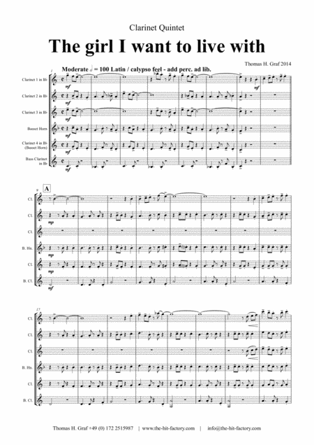The Girl I Want To Live With Latin Calypso Clarinet Quintet Page 2