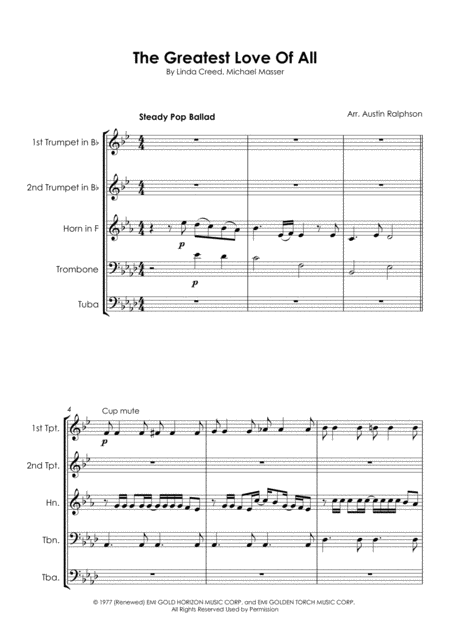 The Greatest Love Of All Brass Quintet Page 2