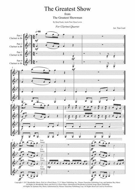 The Greatest Show For Clarinet Quartet Page 2