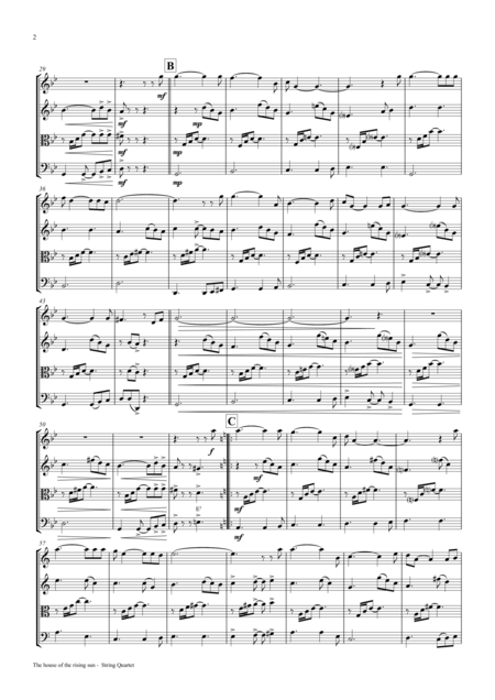 The House Of The Rising Sun String Quartet Page 2