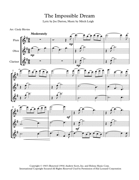 The Impossible Dream Arranged For Flute Oboe And Bb Clarinet Page 2