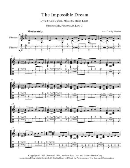 The Impossible Dream The Quest Ukulele Solo Fingerstyle Low G Page 2