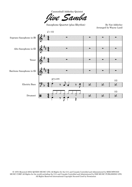 The Jive Samba Saxophone Quartet W Bass Drums Page 2