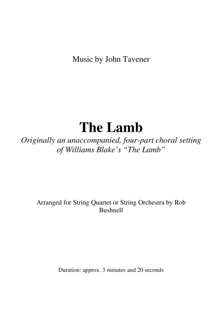 The Lamb Tavener String Quartet Or String Orchestra Page 2