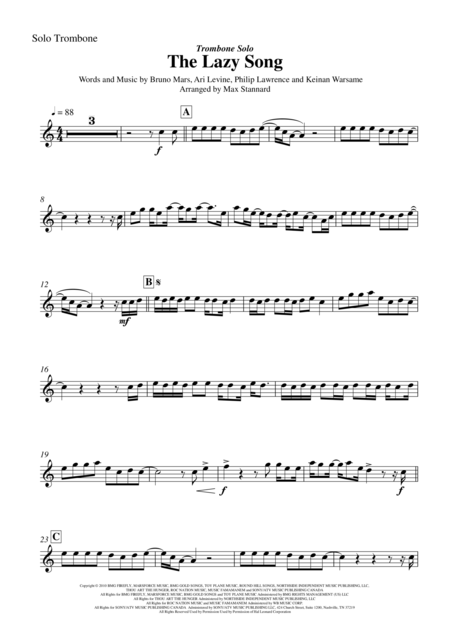 The Lazy Song Trombone Solo Page 2