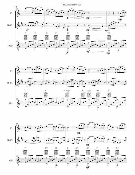 The Londonderry Air Oh Danny Boy For Flute Clarinet And Guitar Page 2