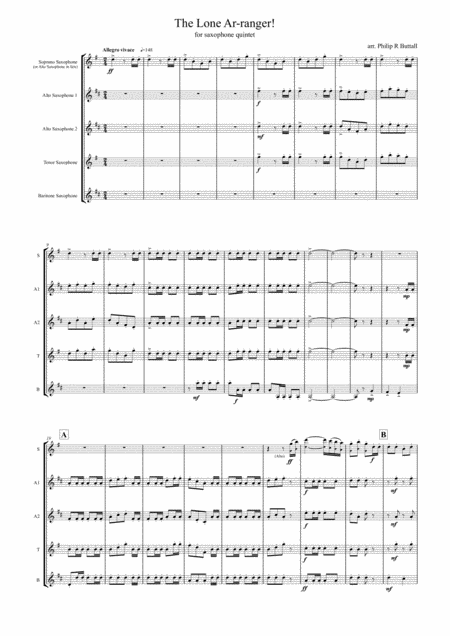 The Lone Ar Ranger Saxophone Quintet Score Page 2