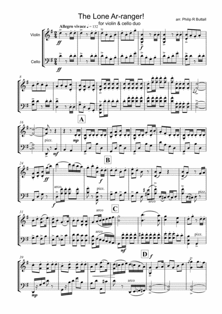 The Lone Ar Ranger Violin Cello Score Page 2