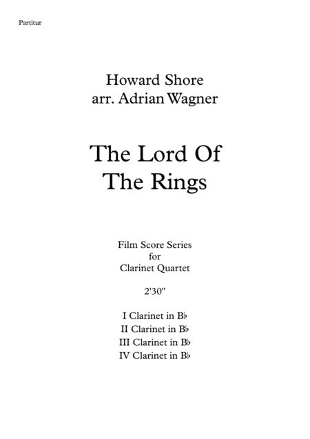 The Lord Of The Rings Howard Shore Clarinet Quartet Arr Adrian Wagner Page 2