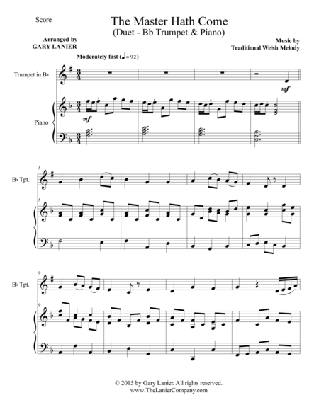 The Master Hath Come Duet Bb Trumpet And Piano Score And Parts Page 2