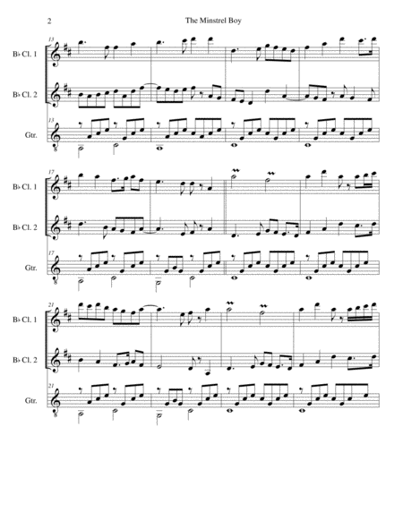 The Minstrel Boy The Moreen For 2 B Flat Clarinets And Guitar Page 2