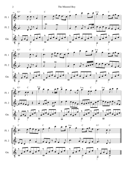 The Minstrel Boy The Moreen For 2 Flutes And Guitar Page 2