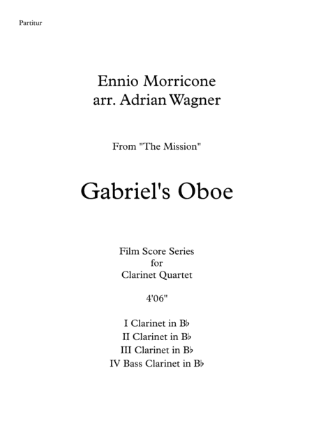 The Mission Gabriels Oboe Ennio Morricone Clarinet Quartet B Cl Arr Adrian Wagner Page 2