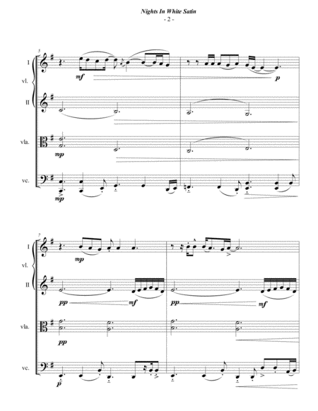 The Moody Blues Nights In White Satin For String Quartet Page 2