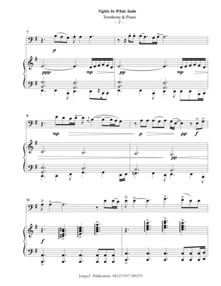 The Moody Blues Nights In White Satin For Trombone Piano Page 2