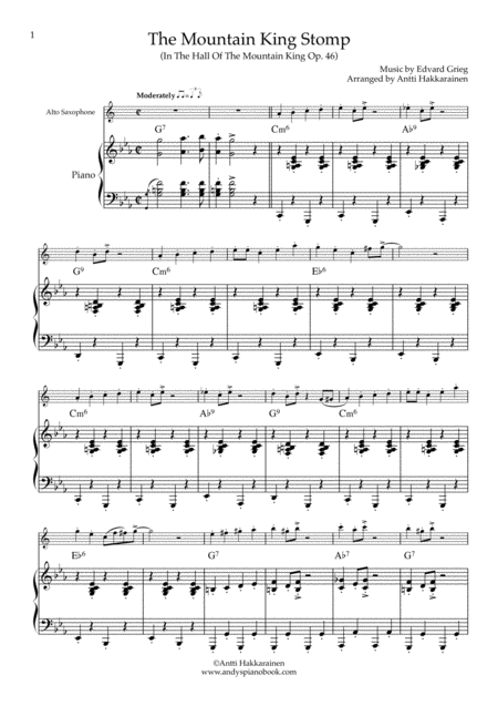 The Mountain King Stomp In The Hall Of The Mountain King Alto Saxophone Piano Page 2