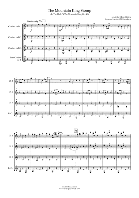 The Mountain King Stomp In The Hall Of The Mountain King Clarinet Quartet Page 2