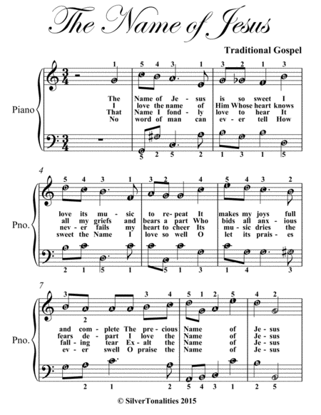 The Name Of Jesus Traditional Gospel Easy Piano Sheet Music Page 2