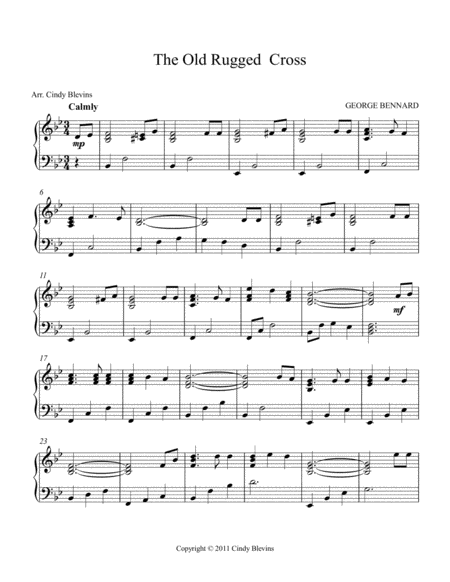 The Old Rugged Cross Arranged For Piano Solo Page 2