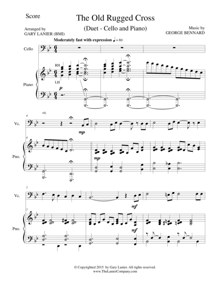 The Old Rugged Cross Duet Cello And Piano Score And Parts Page 2