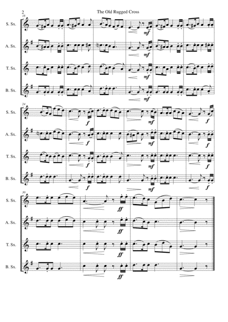 The Old Rugged Cross Original Version Saxophone Quartet Page 2